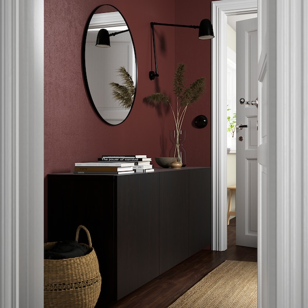 IKEA BESTÅ wall-mounted cabinet combination, 70 7/8x16 1/2x25 1/4 in Black / Brown / Lappviken Black / Brown, Ikea Ireland | 0763DVWFP