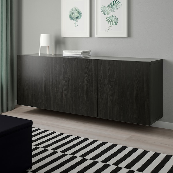 IKEA BESTÅ wall-mounted cabinet combination, 70 7/8x16 1/2x25 1/4 in Black / Brown / Lappviken Black / Brown, Ikea Ireland | 0763DVWFP