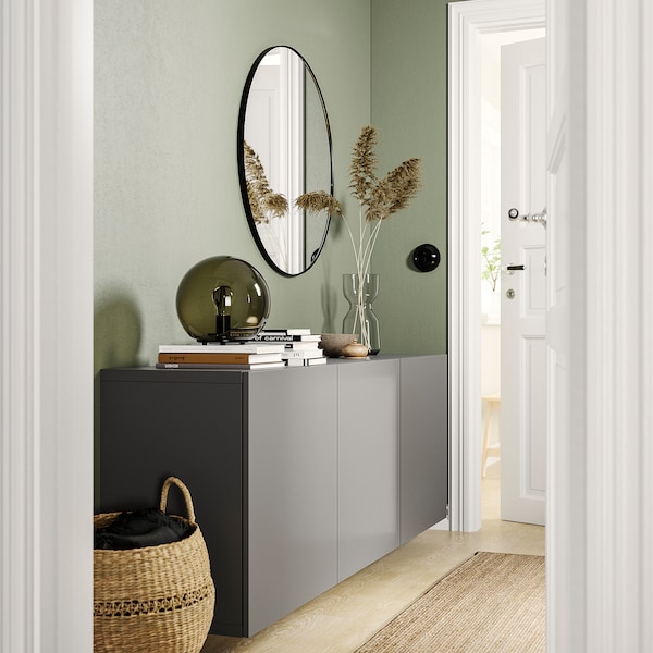 IKEA BESTÅ wall-mounted cabinet combination, 70 7/8x16 1/2x25 1/4 in Dark Gray / Lappviken Dark Gray, Ikea Ireland | 9651DGPRJ