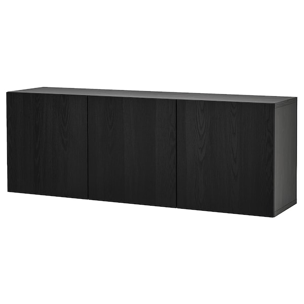 IKEA BESTÅ wall-mounted cabinet combination, 70 7/8x16 1/2x25 1/4 in Black / Brown / Timmerviken Black, Ikea Ireland | 1860VFEBC