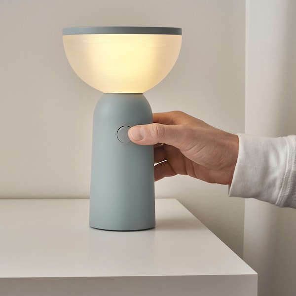 IKEA BETTORP LED mobile lamp w wireless charging, dimmable light gray-blue, Ikea Ireland | 4765HAVEK