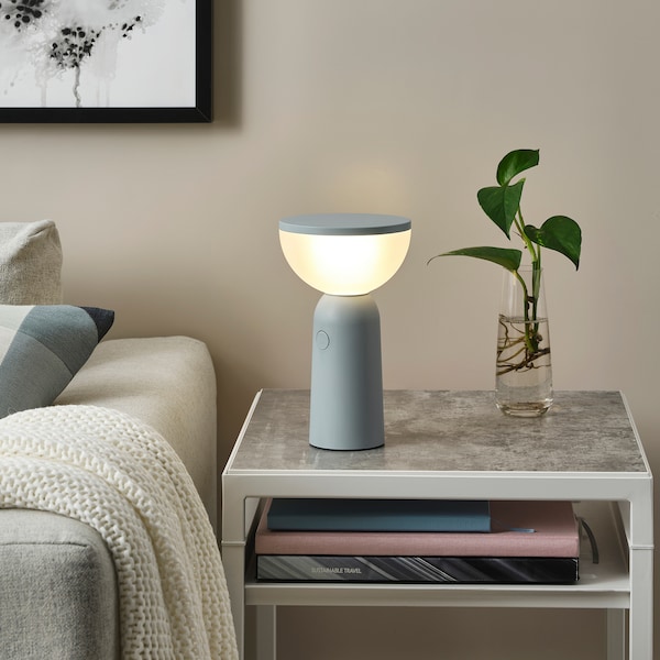 IKEA BETTORP LED mobile lamp w wireless charging, dimmable light gray-blue, Ikea Ireland | 4765HAVEK