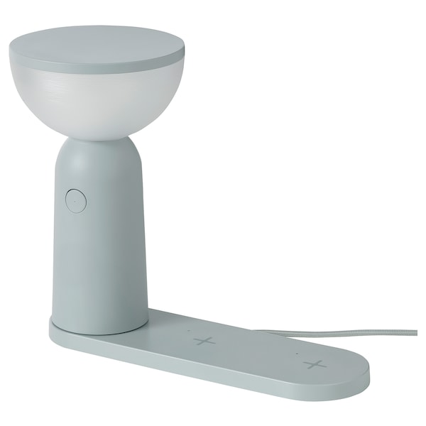 IKEA BETTORP LED mobile lamp w wireless charging, dimmable light gray-blue, Ikea Ireland | 4765HAVEK