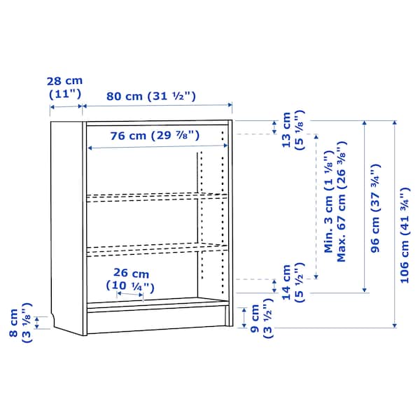 IKEA BILLY Bookcase, 31 1/2x11x41 3/4 in Oak Effect, Ikea Ireland | 6075TOLCV