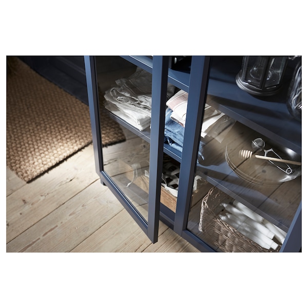 IKEA BILLY Bookcase with glass doors, dark blue, 31 1/2x11 3/4x79 1/2 in, Ikea Ireland | 7962MTPNJ