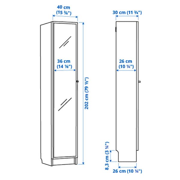 IKEA BILLY / HÖGBO bookcase comb w glass doors, 15 3/4x11 3/4x79 1/2 in White, Ikea Ireland | 6372IEHRL