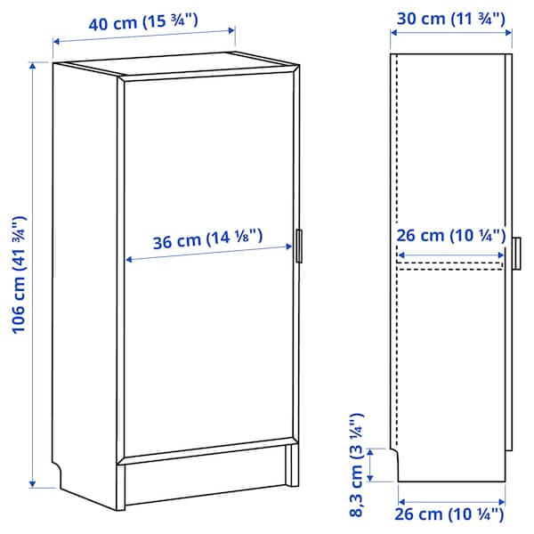 IKEA BILLY / HÖGBO bookcase comb w glass doors, 15 3/4x11 3/4x41 3/4 in White, Ikea Ireland | 5904OWELV