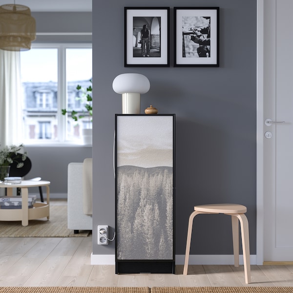 IKEA BILLY / HÖGBO bookcase comb w glass doors, 15 3/4x11 3/4x41 3/4 in Black Oak Effect / Black, Ikea Ireland | 5913WCAYN