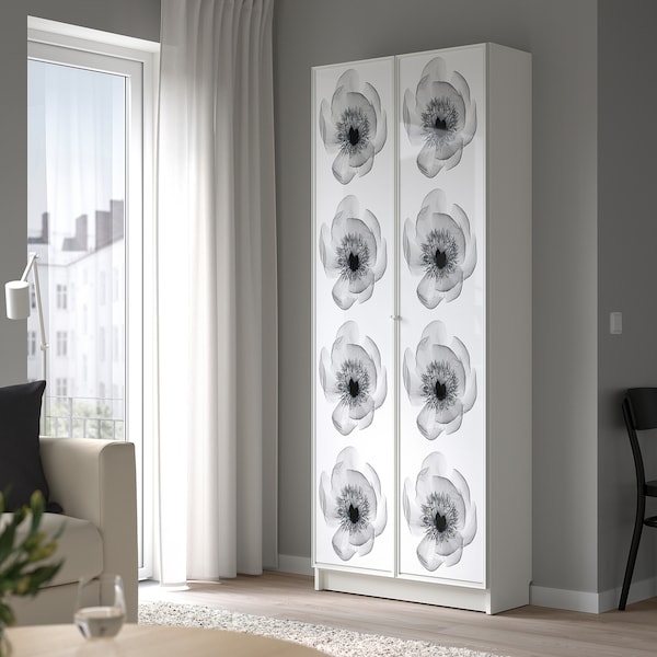 IKEA BILLY / HÖGBO bookcase w glass doors, 31 1/2x11 3/4x79 1/2 in White, Ikea Ireland | 6871LBOVY
