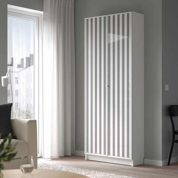 IKEA BILLY / HÖGBO bookcase w glass doors, 31 1/2x11 3/4x79 1/2 in White, Ikea Ireland | 6871LBOVY