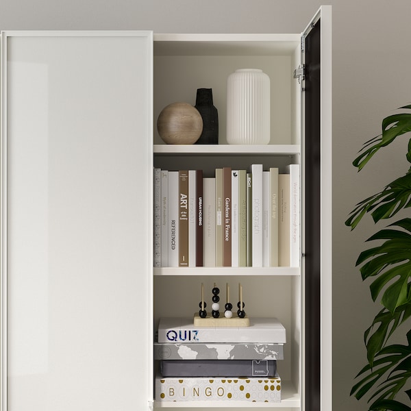 IKEA BILLY / HÖGBO bookcase w glass doors, 31 1/2x11 3/4x79 1/2 in White, Ikea Ireland | 6871LBOVY