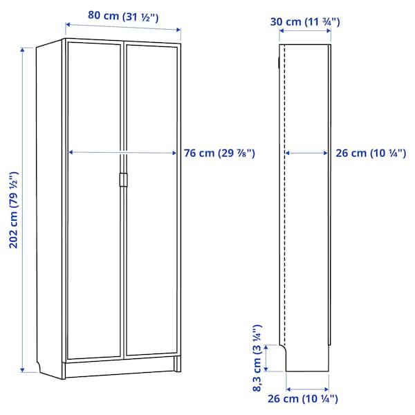 IKEA BILLY / HÖGBO bookcase w glass doors, 31 1/2x11 3/4x79 1/2 in Black Oak Effect, Ikea Ireland | 2835ILYPZ