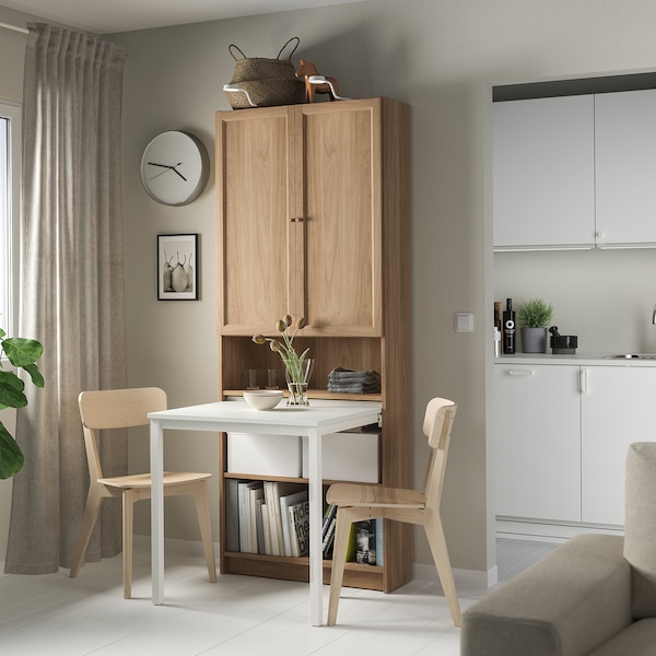 IKEA BILLY / OXBERG Bookcase with desk, 31 1/2x79 1/2 in Oak Effect / White, Ikea Ireland | 9781CDELA