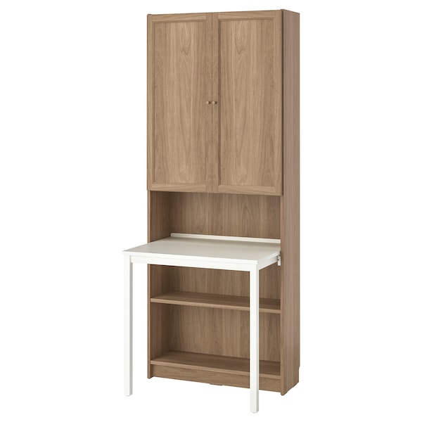 IKEA BILLY / OXBERG Bookcase with desk, 31 1/2x79 1/2 in Oak Effect / White, Ikea Ireland | 9781CDELA