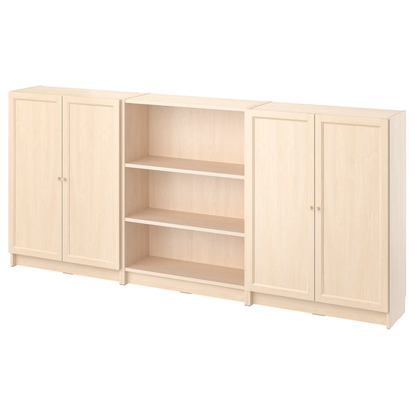 IKEA BILLY / OXBERG bookcase comb w doors, 94 1/2x11 3/4x41 3/4 in Birch Effect, Ikea Ireland | 6380NWAMS