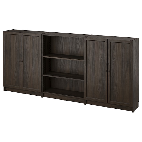 IKEA BILLY / OXBERG bookcase comb w doors, 94 1/2x11 3/4x41 3/4 in Dark Brown Oak Effect, Ikea Ireland | 8457RUMKQ