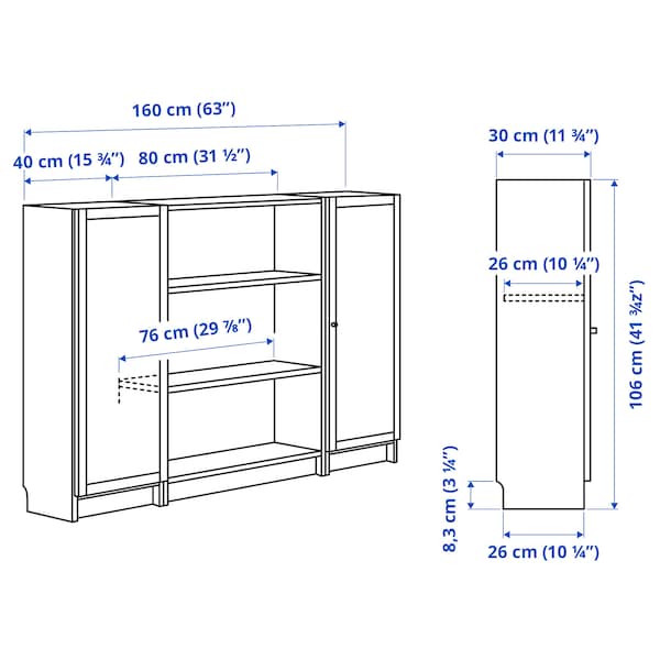 IKEA BILLY / OXBERG bookcase comb w doors, 63x41 3/4 in Oak Effect, Ikea Ireland | 8945CFAXK