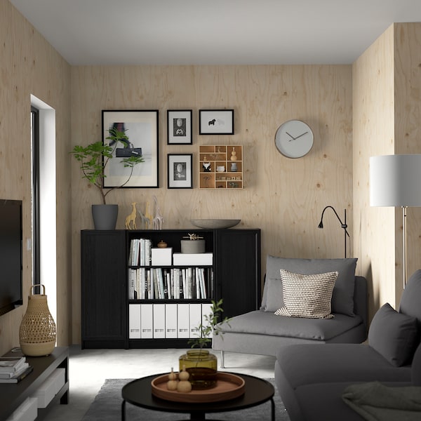 IKEA BILLY / OXBERG bookcase comb w doors, 63x41 3/4 in Black Oak Effect, Ikea Ireland | 7352YBNZW
