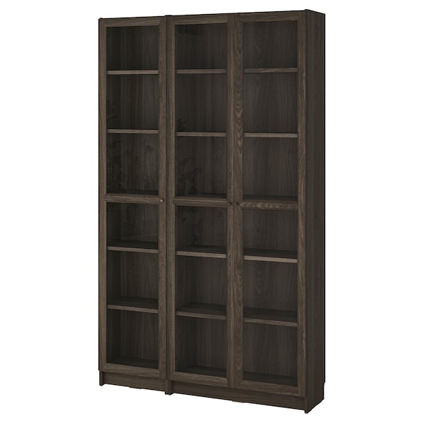 IKEA BILLY / OXBERG bookcase comb w glass doors, clear glass, 47 1/4x11 3/4x79 1/2 in Dark Brown Oak Effect, Ikea Ireland | 8257PJBSY