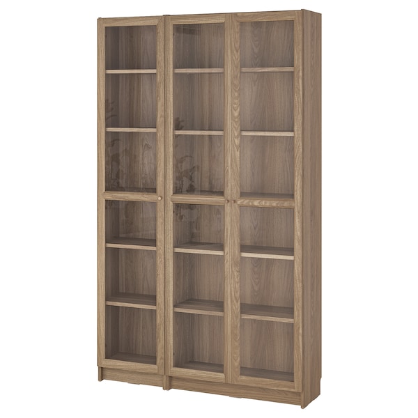 IKEA BILLY / OXBERG bookcase comb w glass doors, 47 1/4x11 3/4x79 1/2 in Oak Effect / Clear Glass, Ikea Ireland | 2059UXMQD