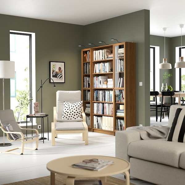 IKEA BILLY / OXBERG bookcase comb w glass doors, 63x79 1/2 in Brown Walnut Effect, Ikea Ireland | 9481EBLGW