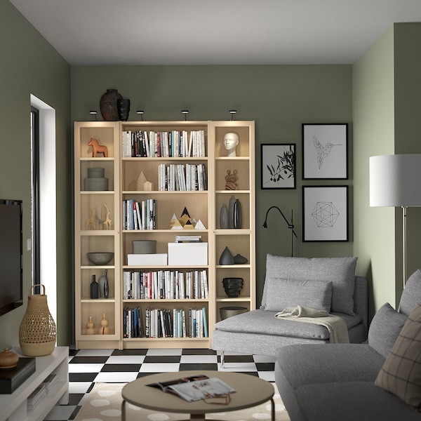 IKEA BILLY / OXBERG bookcase comb w glass doors, 63x79 1/2 in Birch Effect, Ikea Ireland | 2768HZUVJ