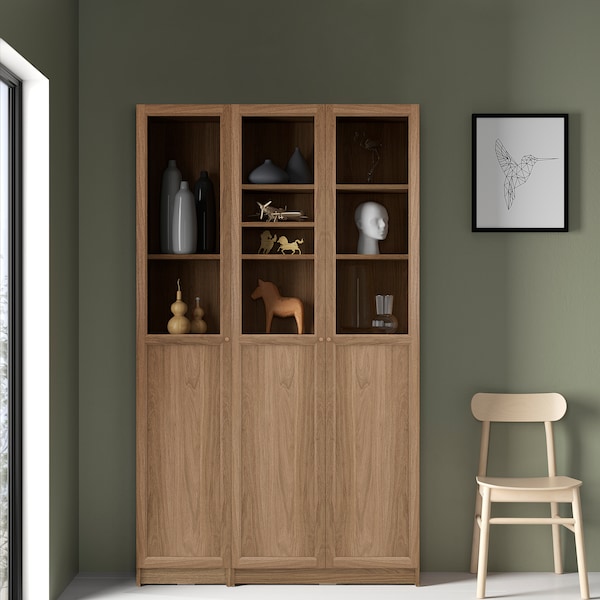 IKEA BILLY / OXBERG bookcase comb w panel/glass doors, 47 1/4x11 3/4x79 1/2 in Oak Effect, Ikea Ireland | 6237ZRNFH