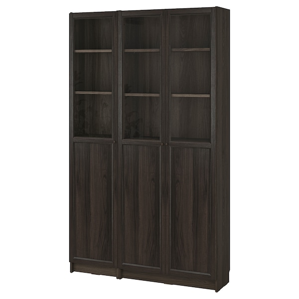 IKEA BILLY / OXBERG bookcase comb w panel/glass doors, 47 1/4x11 3/4x79 1/2 in Oak Effect Dark Brown, Ikea Ireland | 3276BLQEN