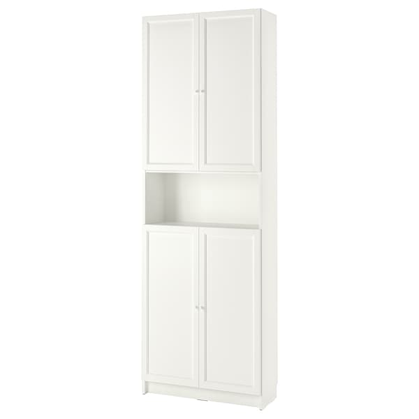IKEA BILLY / OXBERG bookcase w doors/ext unit, 31 1/2x11 3/4x93 1/4 in White, Ikea Ireland | 7514VILCK