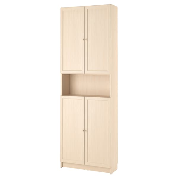 IKEA BILLY / OXBERG bookcase w doors/ext unit, 31 1/2x11 3/4x93 1/4 in Birch Effect, Ikea Ireland | 8095RQVGX