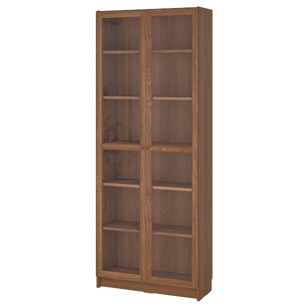 IKEA BILLY / OXBERG bookcase w glass doors, 31 1/2x11 3/4x79 1/2 in Brown Walnut Effect, Ikea Ireland | 8562WKUJZ