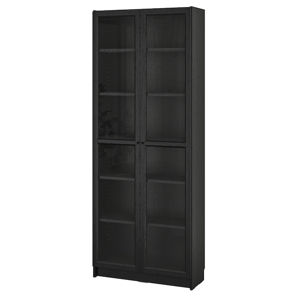 IKEA BILLY / OXBERG bookcase w glass doors, 31 1/2x11 3/4x79 1/2 in Black Oak Effect, Ikea Ireland | 5018VEPND