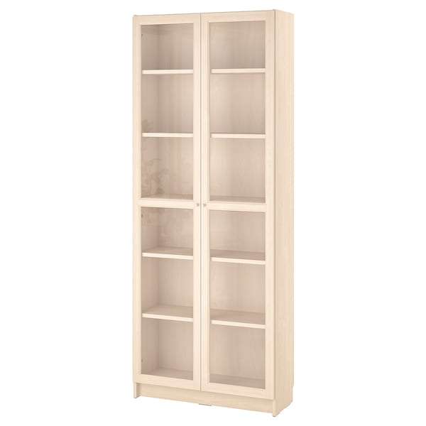 IKEA BILLY / OXBERG bookcase w glass doors, 31 1/2x11 3/4x79 1/2 in Birch Effect, Ikea Ireland | 9738GAKYB