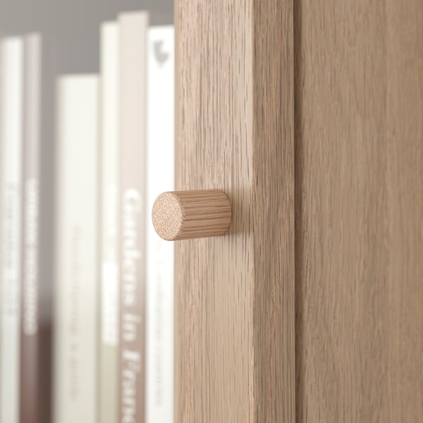IKEA BILLY / OXBERG bookcase w glass doors/ext unit, 15 3/4x11 3/4x93 1/4 in Oak Effect, Ikea Ireland | 4531XUEMH