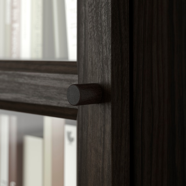 IKEA BILLY / OXBERG bookcase w glass doors/ext unit, 15 3/4x11 3/4x93 1/4 in Dark Brown Oak Effect, Ikea Ireland | 6325QMLWS