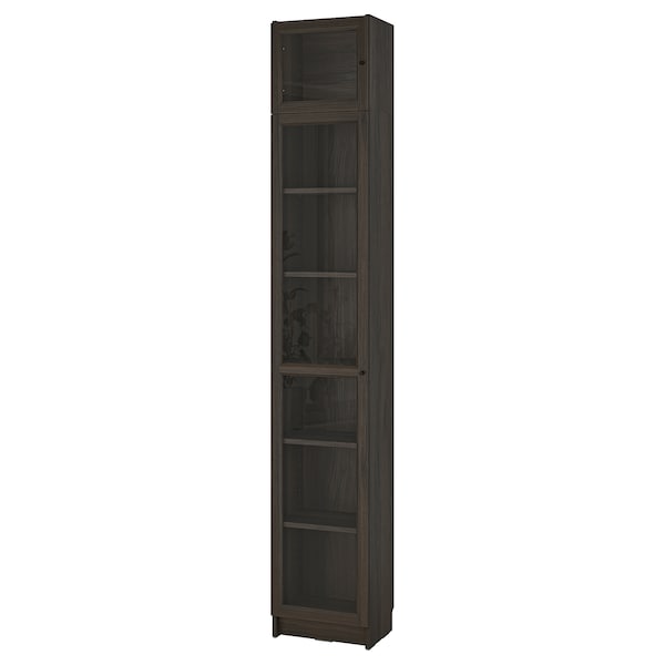 IKEA BILLY / OXBERG bookcase w glass doors/ext unit, 15 3/4x11 3/4x93 1/4 in Dark Brown Oak Effect, Ikea Ireland | 6325QMLWS
