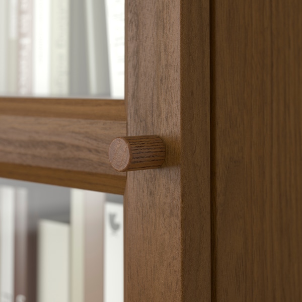 IKEA BILLY / OXBERG bookcase w glass doors/ext unit, 15 3/4x11 3/4x93 1/4 in Brown Walnut Effect, Ikea Ireland | 6087EZMUH