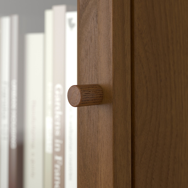 IKEA BILLY / OXBERG bookcase w glass doors/ext unit, 15 3/4x11 3/4x93 1/4 in Brown Walnut Effect, Ikea Ireland | 6087EZMUH