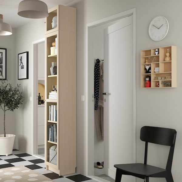 IKEA BILLY / OXBERG bookcase w glass doors/ext unit, 15 3/4x11 3/4x93 1/4 in Birch Effect, Ikea Ireland | 7192OHRKM