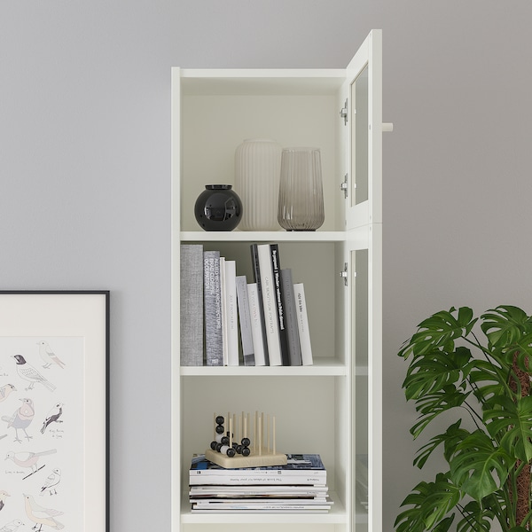 IKEA BILLY / OXBERG bookcase w hght ext ut/pnl/glss drs, white/glass, 15 3/4x11 3/4x93 1/4 in, Ikea Ireland | 8016UDXTV
