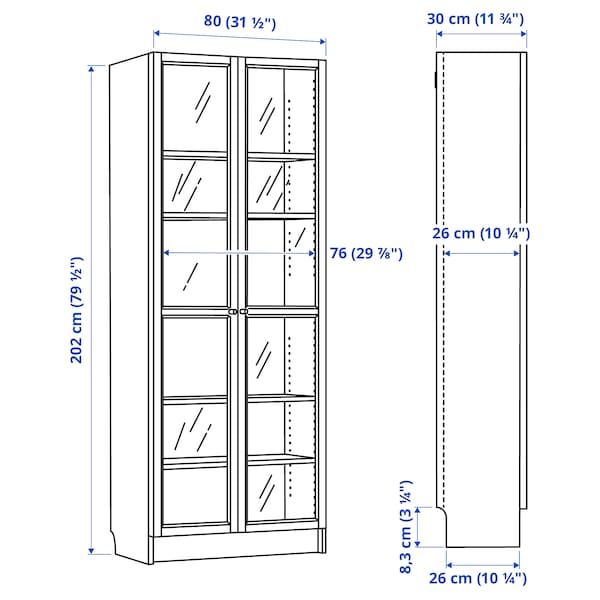 IKEA BILLY / OXBERG bookcase, white, 31 1/2x11 3/4x79 1/2 in, Ikea Ireland | 8715DHUFQ