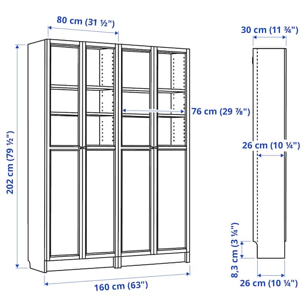IKEA BILLY / OXBERG bookcase, white, 63x11 3/4x79 1/2 in, Ikea Ireland | 2314ZIFHC