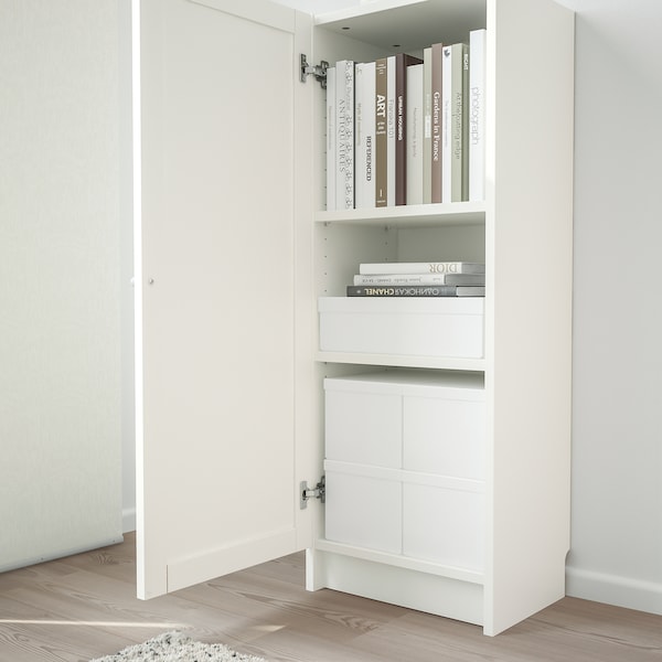 IKEA BILLY / OXBERG bookcase with door, 15 3/4x11 3/4x41 3/4 in White, Ikea Ireland | 6832KMZOA