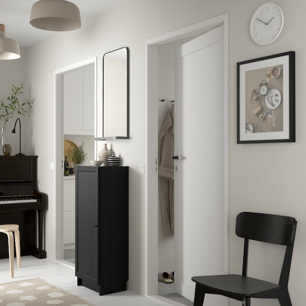 IKEA BILLY / OXBERG bookcase with door, 15 3/4x11 3/4x41 3/4 in Black Oak Effect, Ikea Ireland | 2610HEGTK