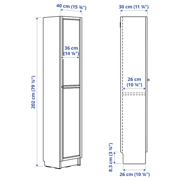 IKEA BILLY / OXBERG bookcase with doors, 15 3/4x11 3/4x79 1/2 in Black Oak Effect, Ikea Ireland | 3097VOXAT