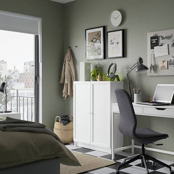 IKEA BILLY / OXBERG bookcase with doors, 31 1/2x11 3/4x41 3/4 in White, Ikea Ireland | 4260KCFIJ