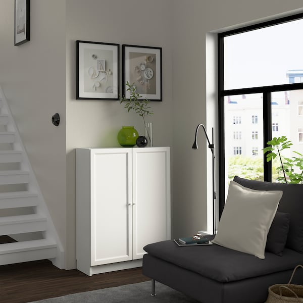IKEA BILLY / OXBERG bookcase with doors, 31 1/2x11 3/4x41 3/4 in White, Ikea Ireland | 4260KCFIJ