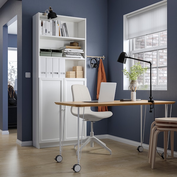 IKEA BILLY / OXBERG bookcase with doors, 31 1/2x11 3/4x79 1/2 in White, Ikea Ireland | 5672XCUYH