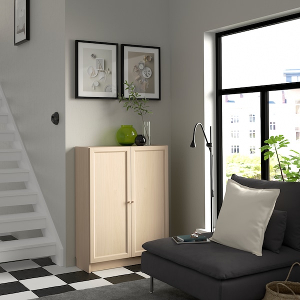 IKEA BILLY / OXBERG bookcase with doors, 31 1/2x11 3/4x41 3/4 in Light, Ikea Ireland | 5438IMKOB