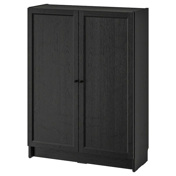 IKEA BILLY / OXBERG bookcase with doors, 31 1/2x11 3/4x41 3/4 in Black, Ikea Ireland | 9015KFEQA